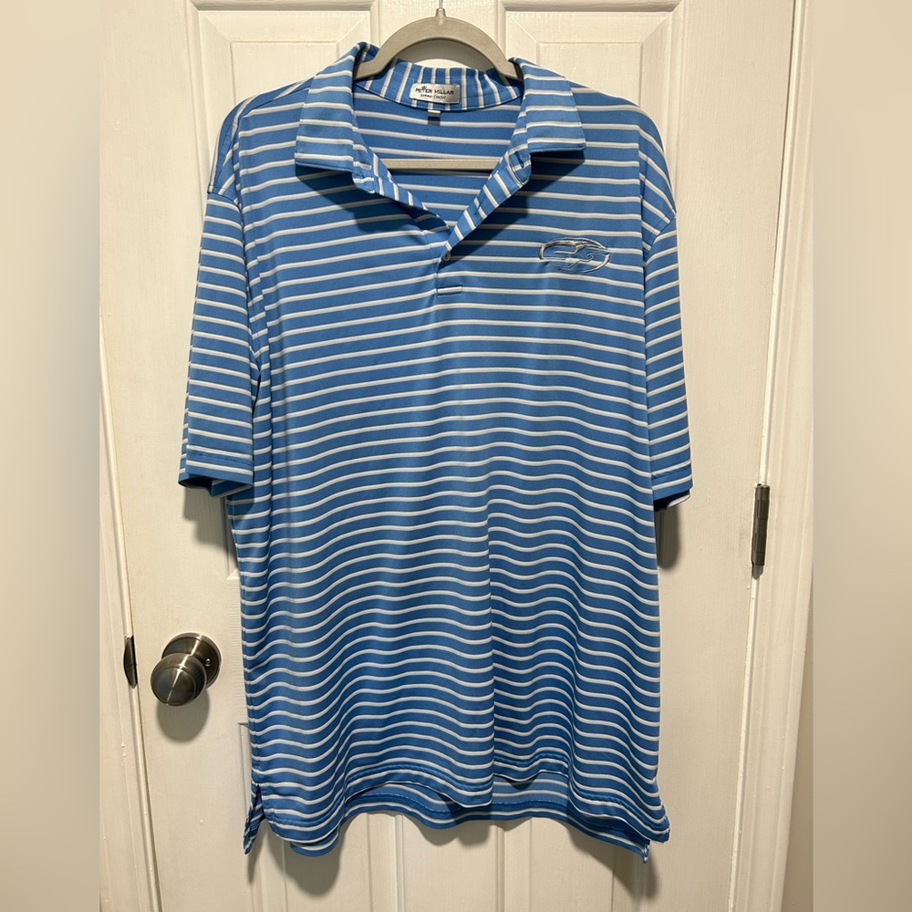 Peter Millar Summer Comfort polo - blue & white stripe XL - golf shirt